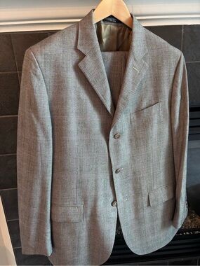 Polo Ralph Lauren Gray Glen Plaid suit wool cashmere made in Italy